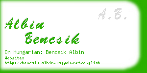 albin bencsik business card